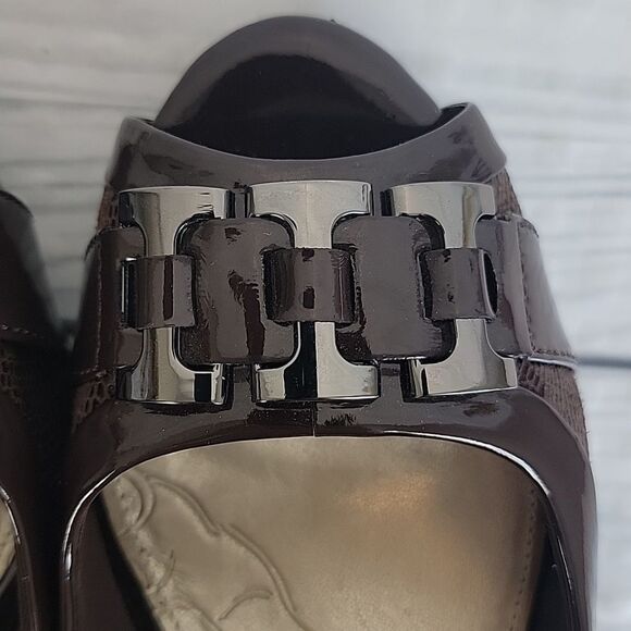 Giani Bernini Simone Peep Toe Faux Snakeskin Heels Womens Size 9M - Picture 8 of 11